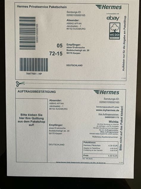 hermes online frankierung paket.